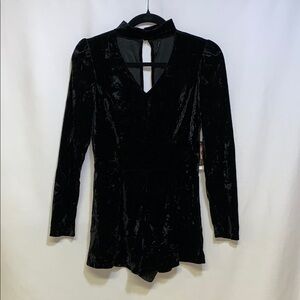 Chic Black Velvet Romper